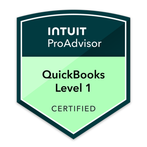 Intuit ProAdvisor QuickBooks Level 1 Certified badge